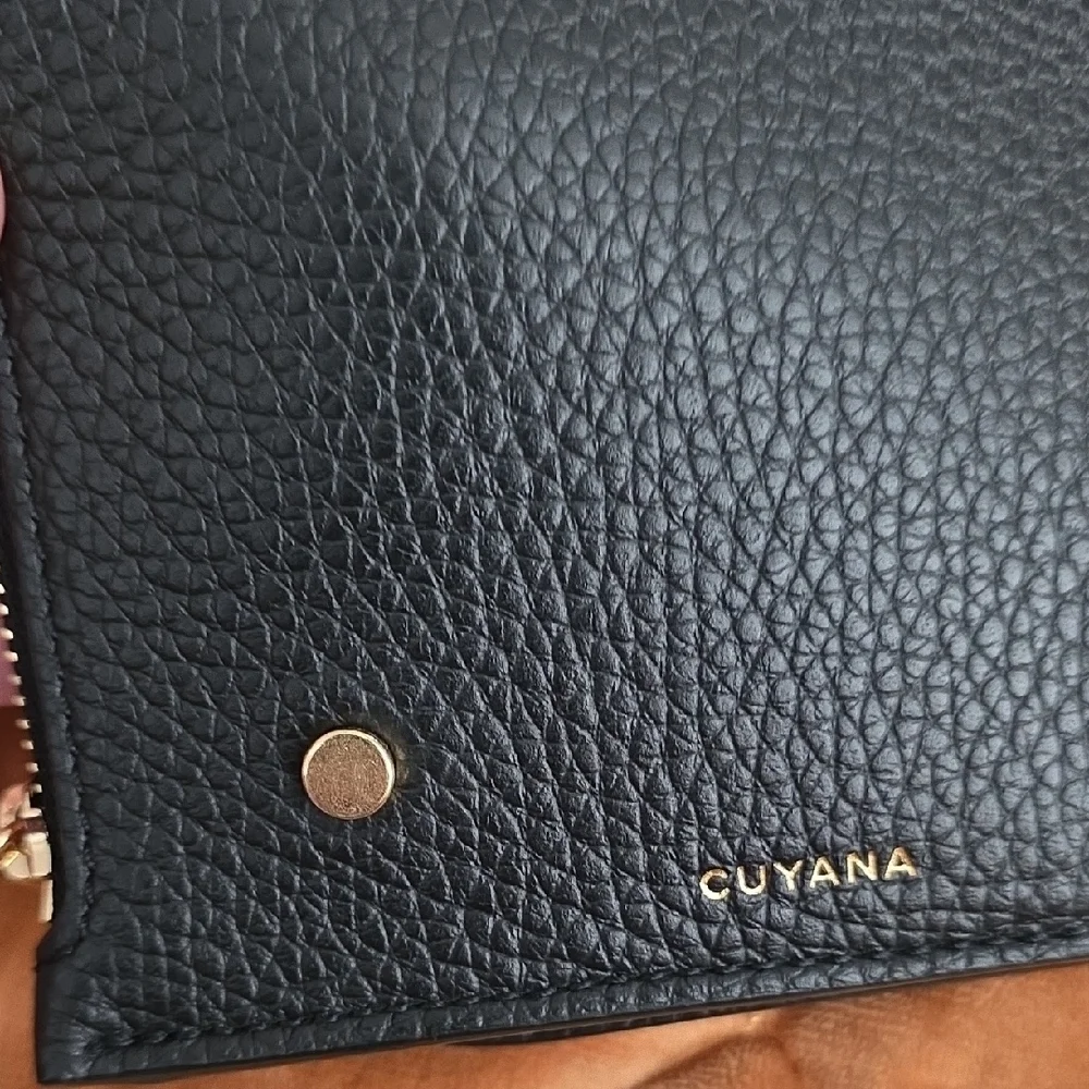 Cuyana Black Leather Clutch with Gold Accents - Picture 3 of 9